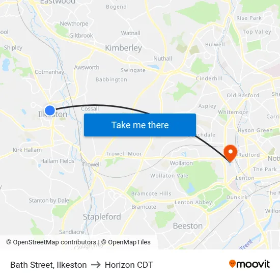 Bath Street, Ilkeston to Horizon CDT map