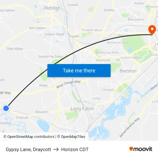 Gypsy Lane, Draycott to Horizon CDT map