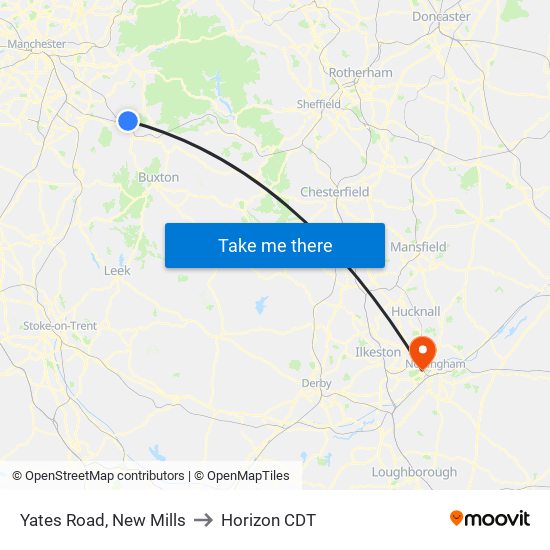 Yates Road, New Mills to Horizon CDT map