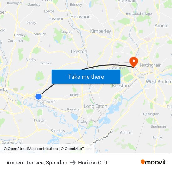 Arnhem Terrace, Spondon to Horizon CDT map