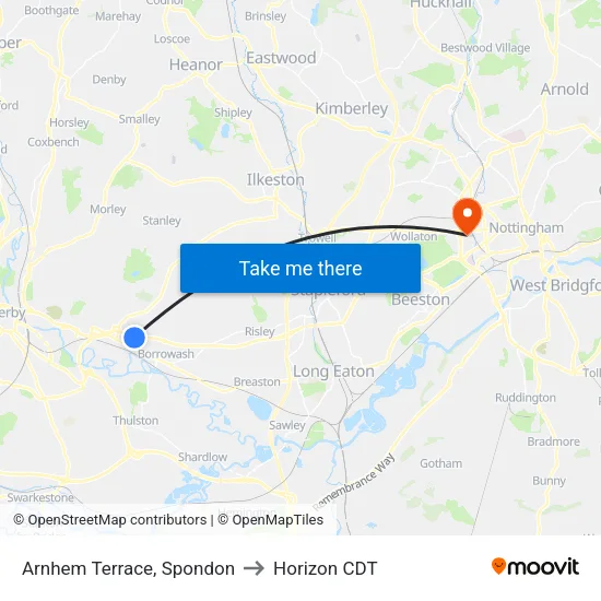 Arnhem Terrace, Spondon to Horizon CDT map