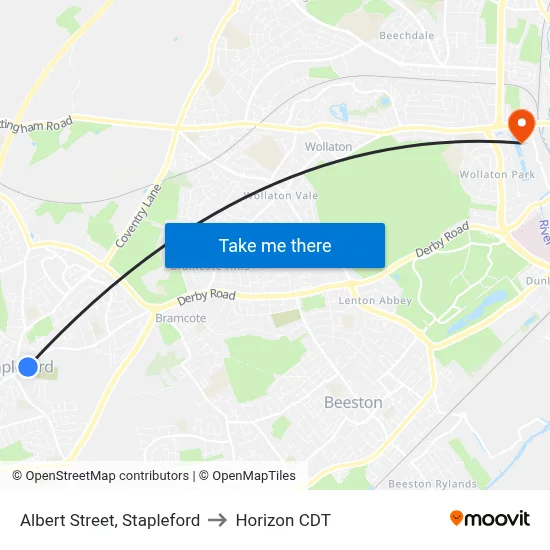 Albert Street, Stapleford to Horizon CDT map