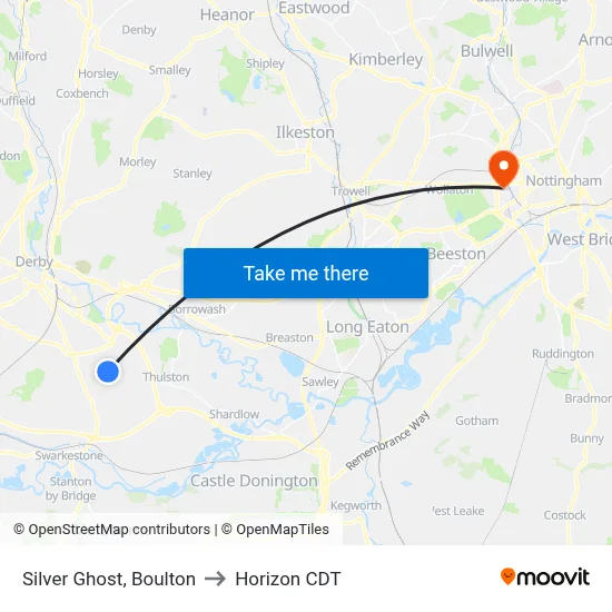 Silver Ghost, Boulton to Horizon CDT map
