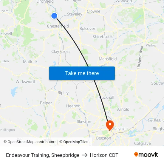 Endeavour Training, Sheepbridge to Horizon CDT map