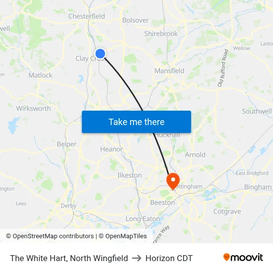 The White Hart, North Wingfield to Horizon CDT map