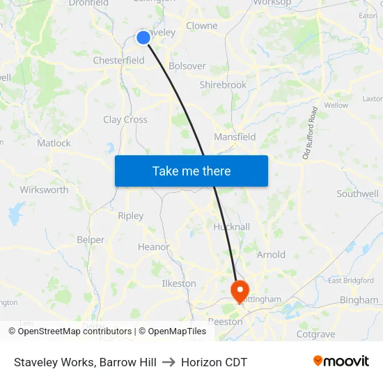 Staveley Works, Barrow Hill to Horizon CDT map