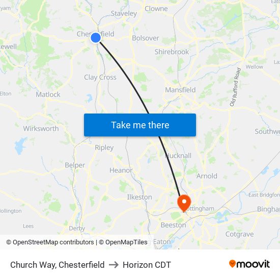 Church Way, Chesterfield to Horizon CDT map