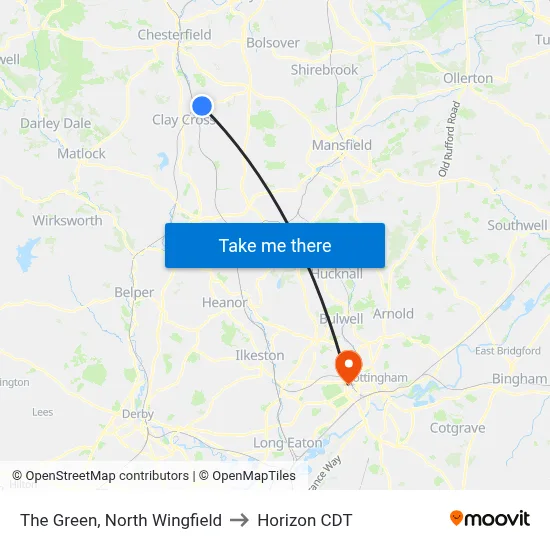 The Green, North Wingfield to Horizon CDT map