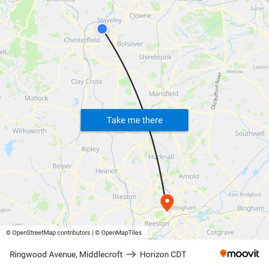 Ringwood Avenue, Middlecroft to Horizon CDT map