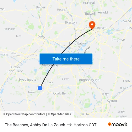 The Beeches, Ashby-De-La-Zouch to Horizon CDT map
