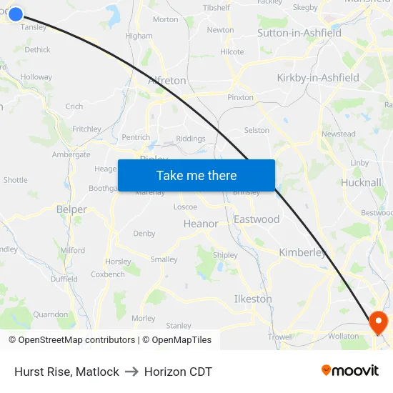Hurst Rise, Matlock to Horizon CDT map