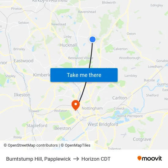Burntstump Hill, Papplewick to Horizon CDT map