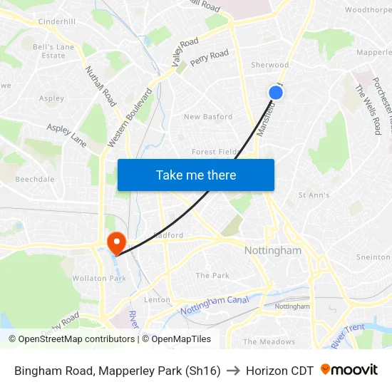 Bingham Road, Mapperley Park (Sh16) to Horizon CDT map