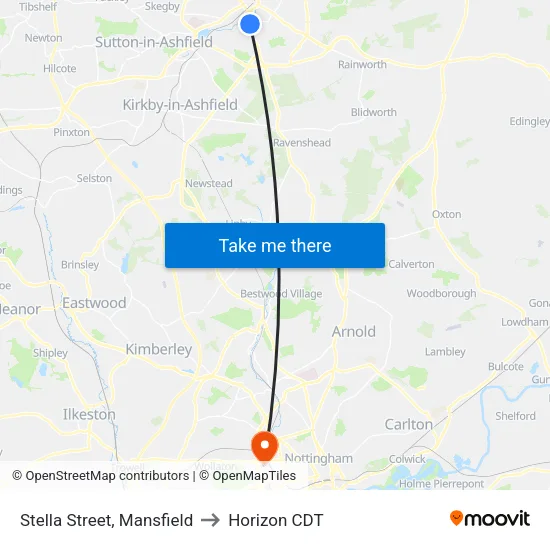 Stella Street, Mansfield to Horizon CDT map