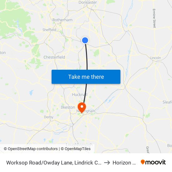 Worksop Road/Owday Lane, Lindrick Common to Horizon CDT map