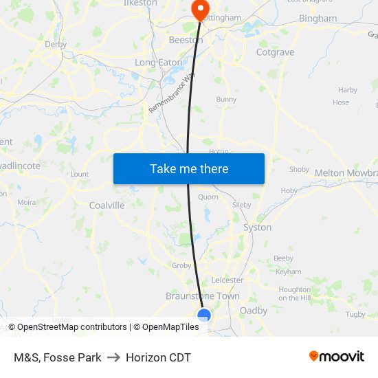 M&S, Fosse Park to Horizon CDT map