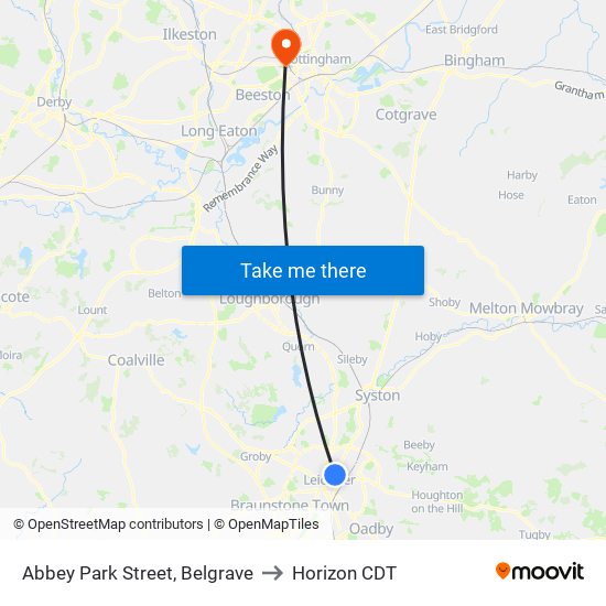 Abbey Park Street, Belgrave to Horizon CDT map