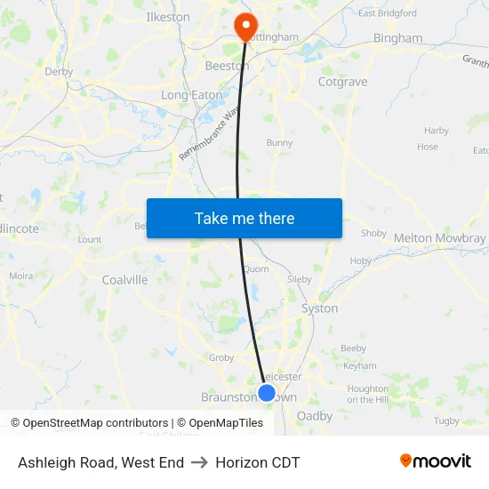 Ashleigh Road, West End to Horizon CDT map