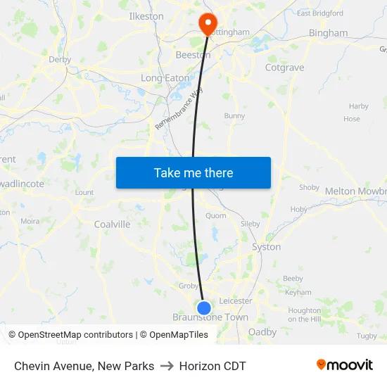 Chevin Avenue, New Parks to Horizon CDT map