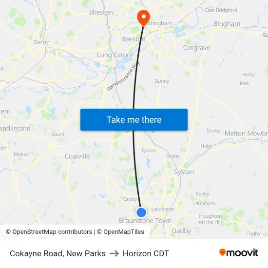 Cokayne Road, New Parks to Horizon CDT map