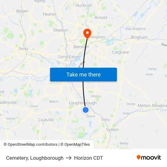 Cemetery, Loughborough to Horizon CDT map