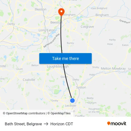 Bath Street, Belgrave to Horizon CDT map
