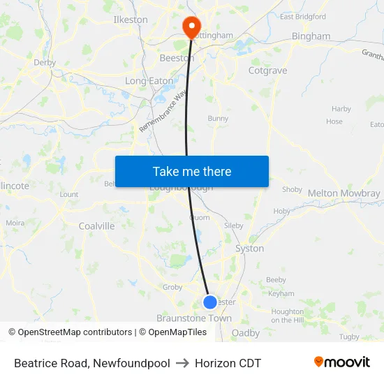 Beatrice Road, Newfoundpool to Horizon CDT map