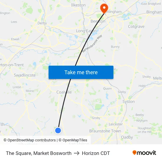 The Square, Market Bosworth to Horizon CDT map