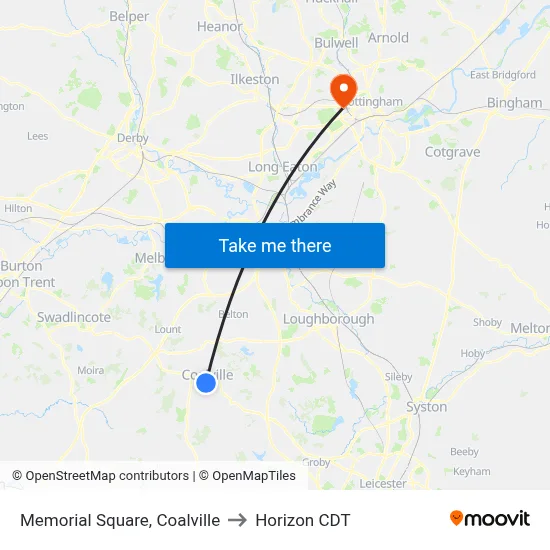Memorial Square, Coalville to Horizon CDT map