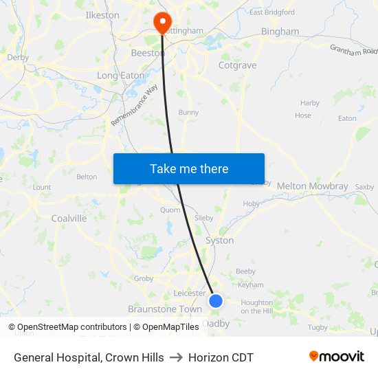 General Hospital, Crown Hills to Horizon CDT map