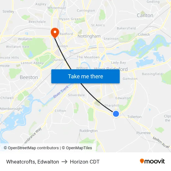 Wheatcrofts, Edwalton to Horizon CDT map