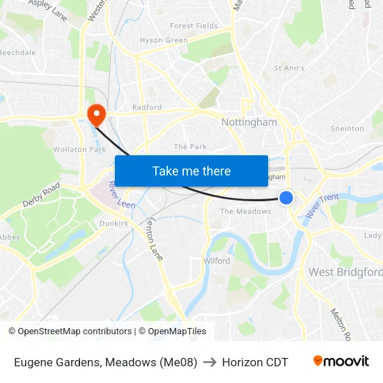 Eugene Gardens, Meadows (Me08) to Horizon CDT map