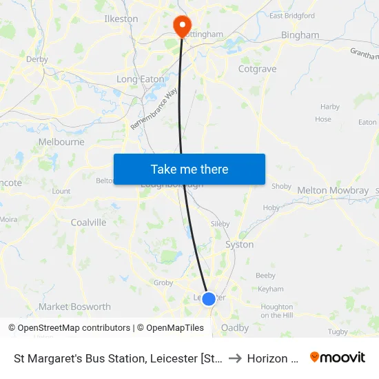 St Margaret's Bus Station, Leicester [Stand Sc] to Horizon CDT map