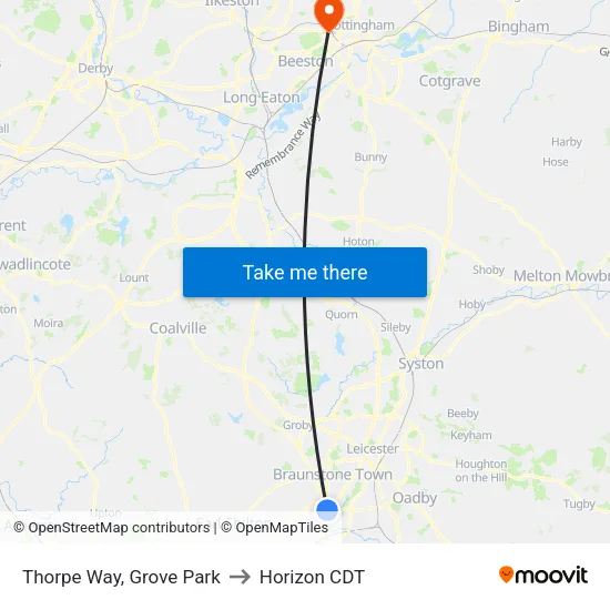 Thorpe Way, Grove Park to Horizon CDT map