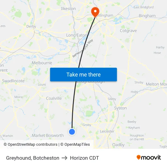 Greyhound, Botcheston to Horizon CDT map