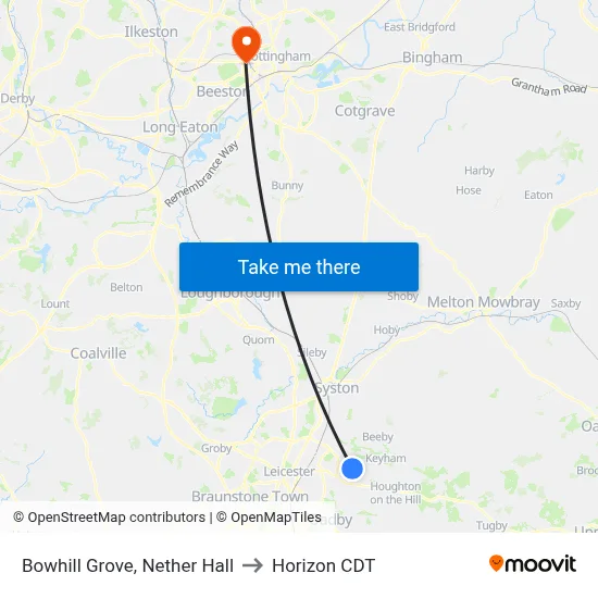 Bowhill Grove, Nether Hall to Horizon CDT map