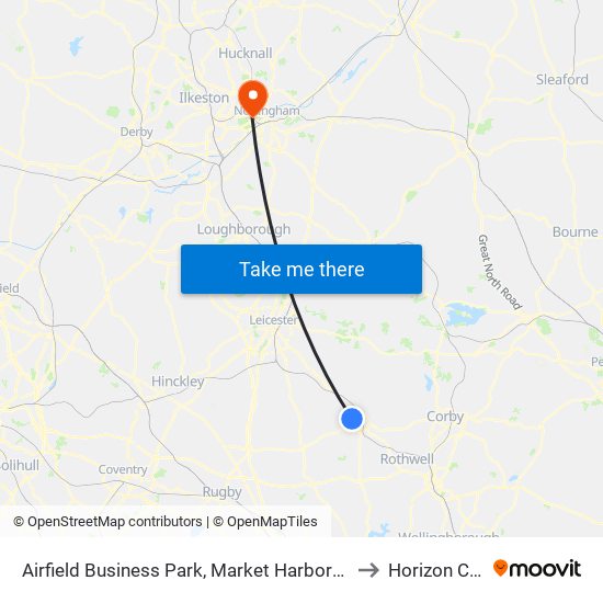 Airfield Business Park, Market Harborough to Horizon CDT map