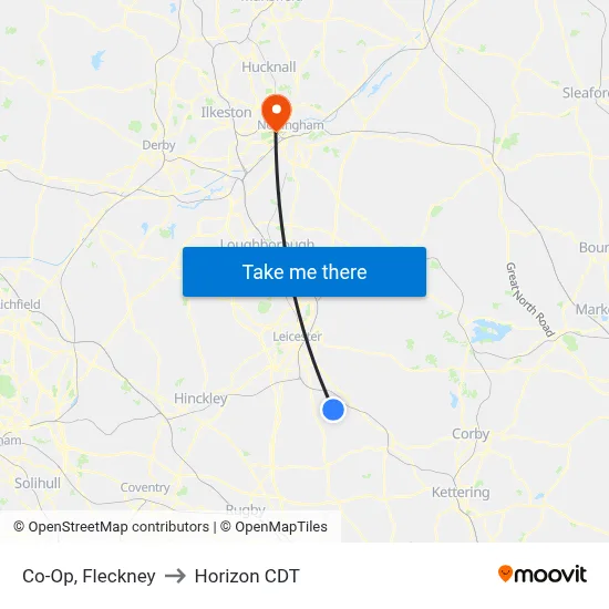 Co-Op, Fleckney to Horizon CDT map