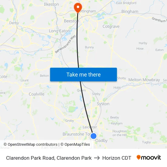 Clarendon Park Road, Clarendon Park to Horizon CDT map