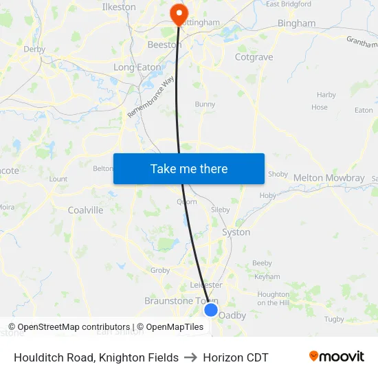 Houlditch Road, Knighton Fields to Horizon CDT map
