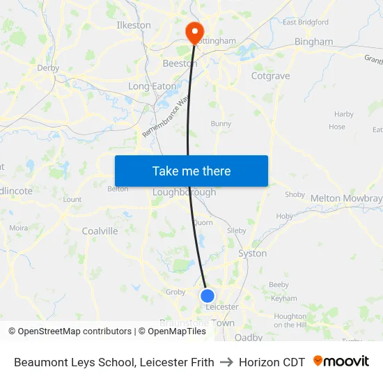 Beaumont Leys School, Leicester Frith to Horizon CDT map