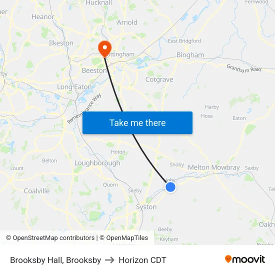 Brooksby Hall, Brooksby to Horizon CDT map