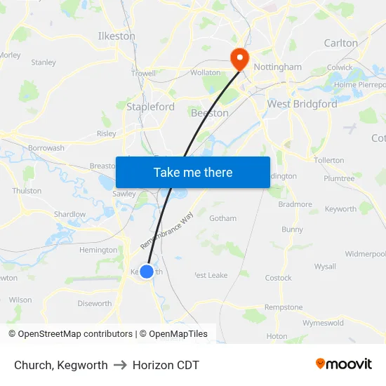 Church, Kegworth to Horizon CDT map