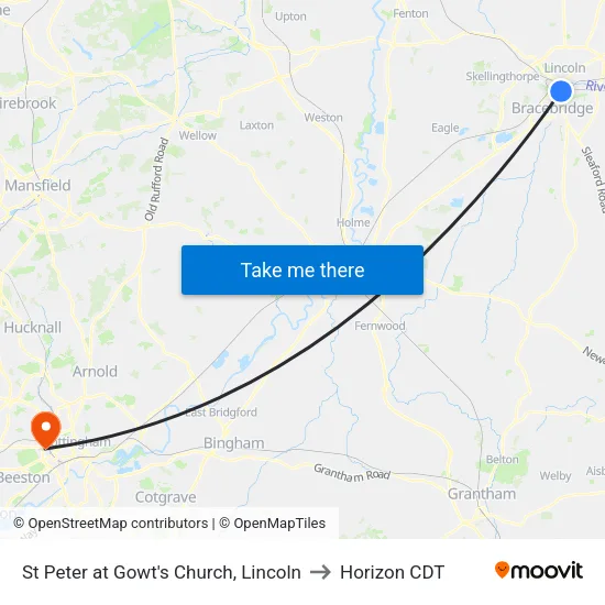 St Peter at Gowt's Church, Lincoln to Horizon CDT map