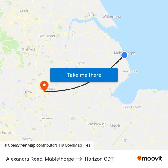 Alexandra Road, Mablethorpe to Horizon CDT map