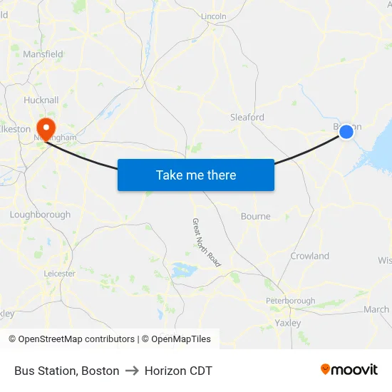 Bus Station, Boston to Horizon CDT map