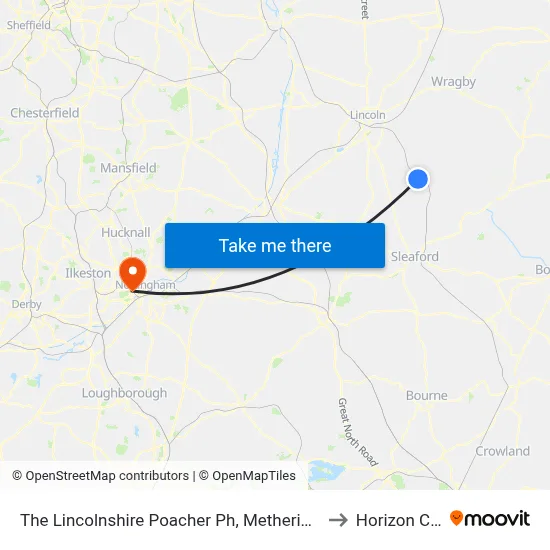 The Lincolnshire Poacher Ph, Metheringham to Horizon CDT map