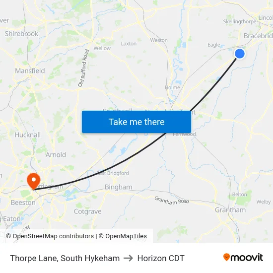 Thorpe Lane, South Hykeham to Horizon CDT map