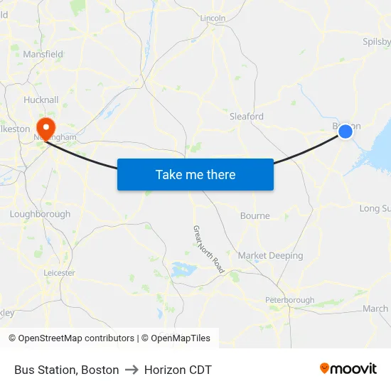 Bus Station, Boston to Horizon CDT map