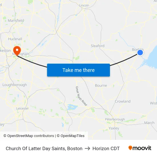 Church Of Latter Day Saints, Boston to Horizon CDT map